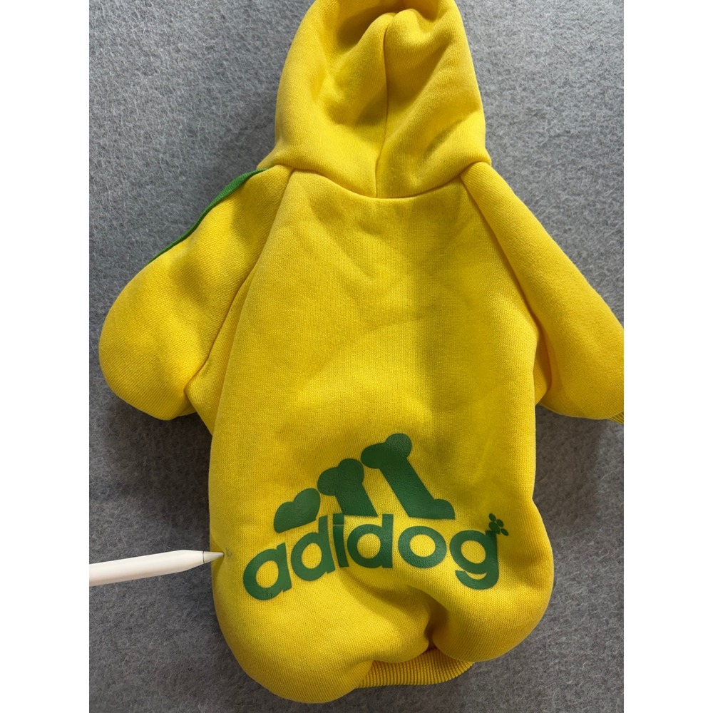 Adidog Pet Hoodie Yellow Green Stripes Graphic Dog Sweatshirt Med ** 2 Shirts ** - Picture 10 of 11
